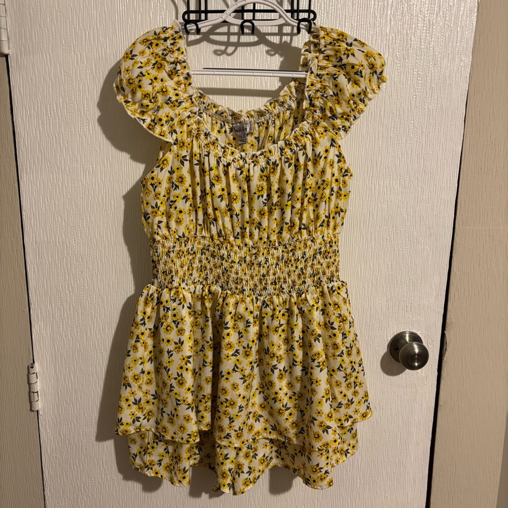 Yellow floral romper
